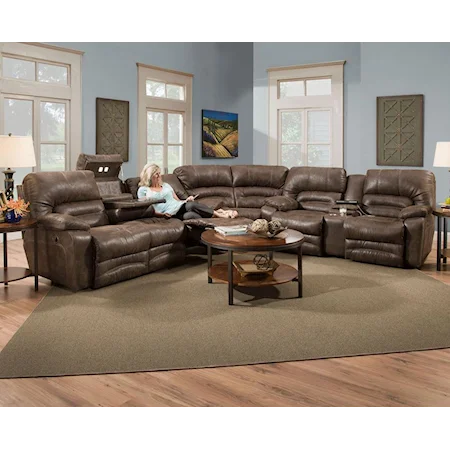 Reclining Sectional Sofa with Drop Table, Lights and Console